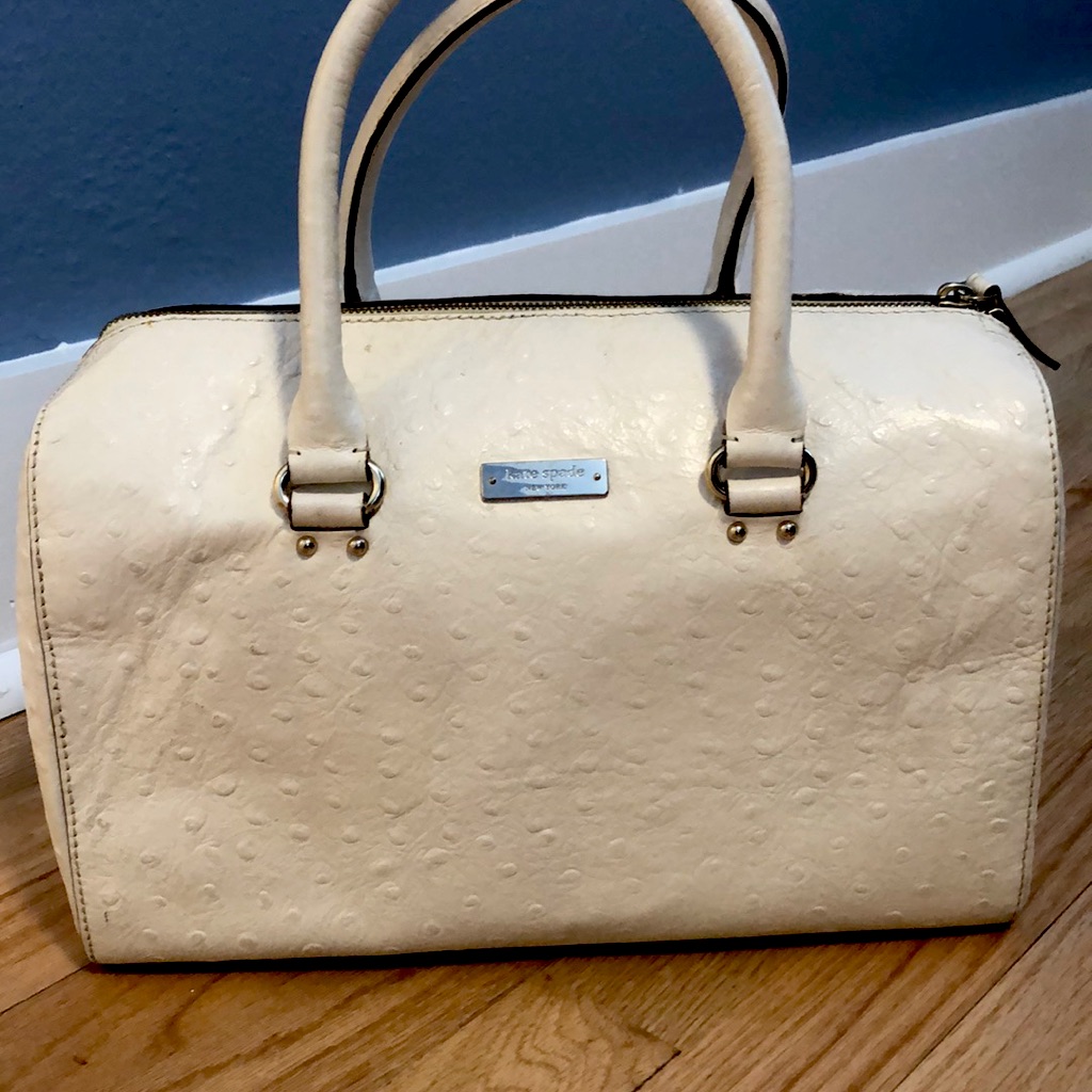 Rare Kate Spade White Ostrich Handbag / Satchel